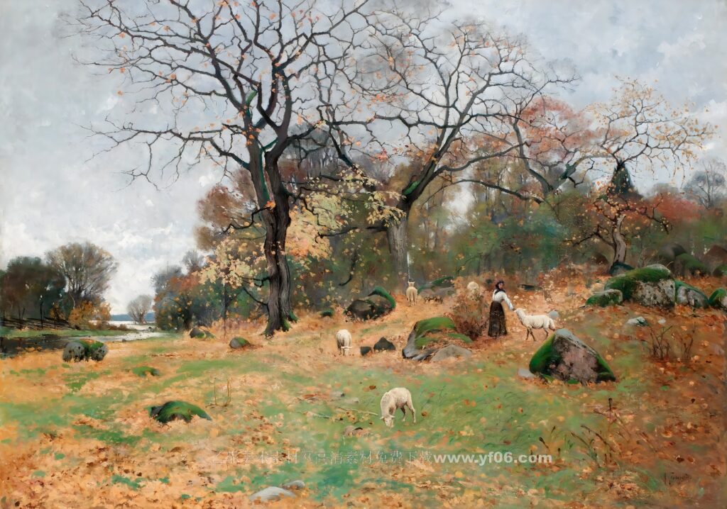 安东·亨伯格风景高清油画素材免费下载七-乙霏美术素材网