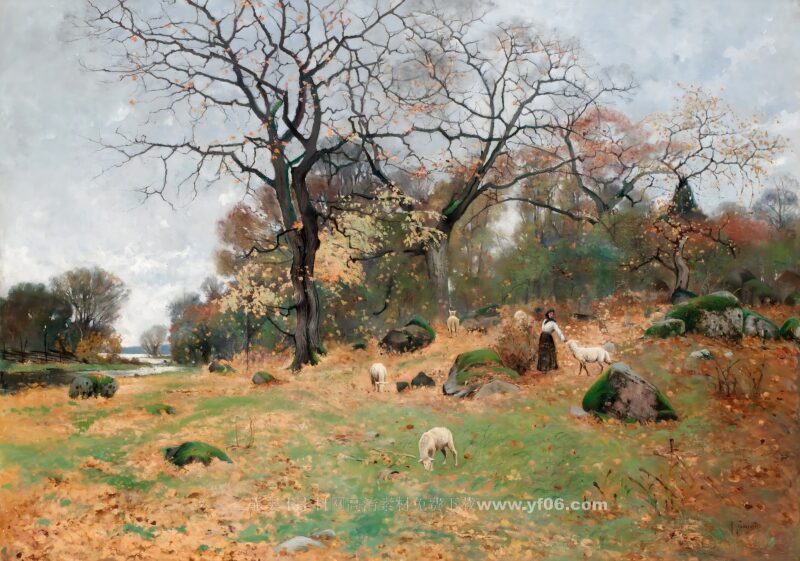 安东·亨伯格风景高清油画素材免费下载七-乙霏美术素材网