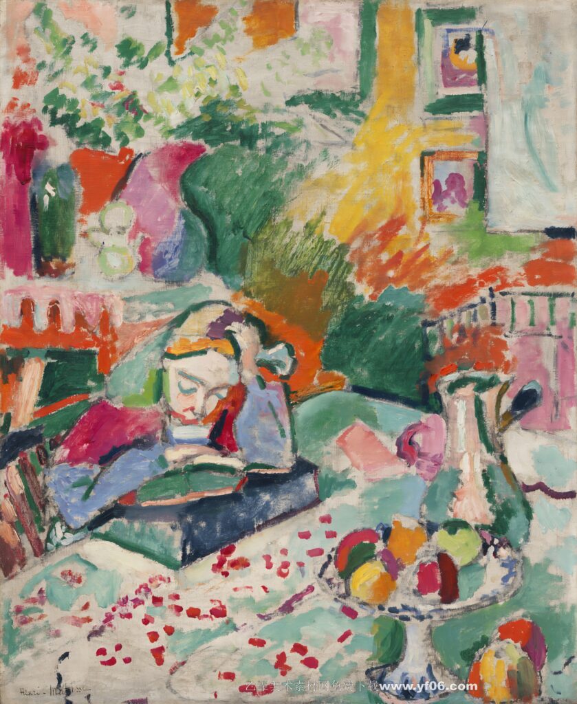 马蒂斯油画高清素材免费下载——趴桌子上睡觉的女人-乙霏美术素材网