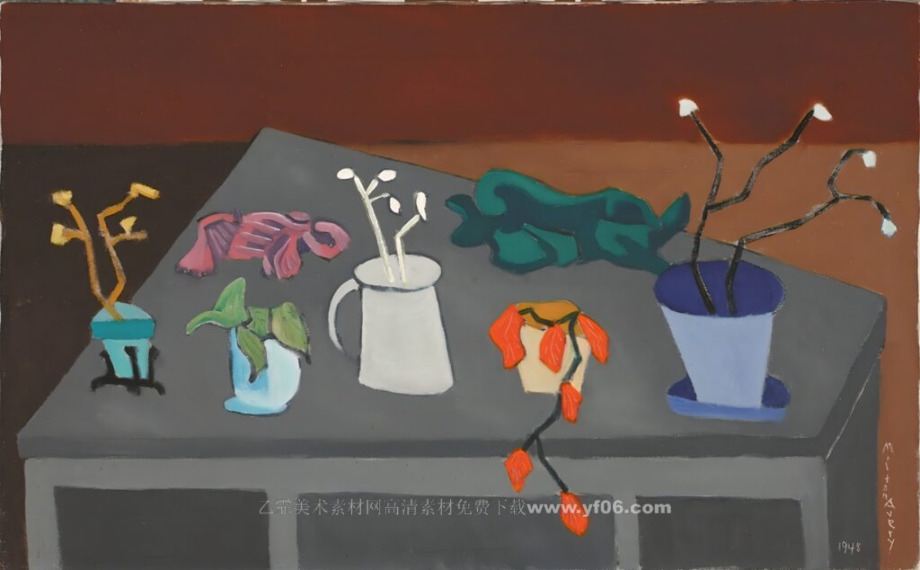 4p米尔顿艾弗里Milton Avery装饰画油画素材高清图下载静物鲜花一-乙霏美术素材网