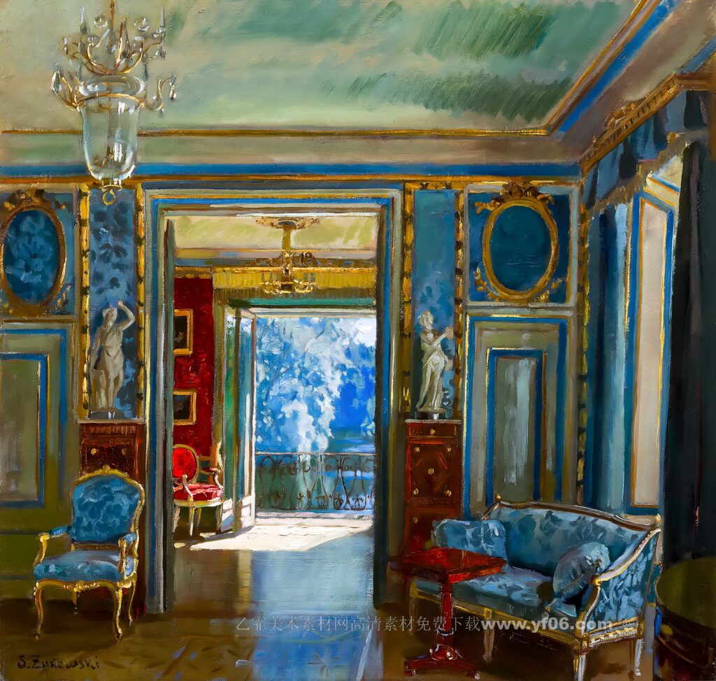 斯坦尼斯拉夫·茹科夫斯基室内空间油画素材免费下载一-乙霏美术素材网