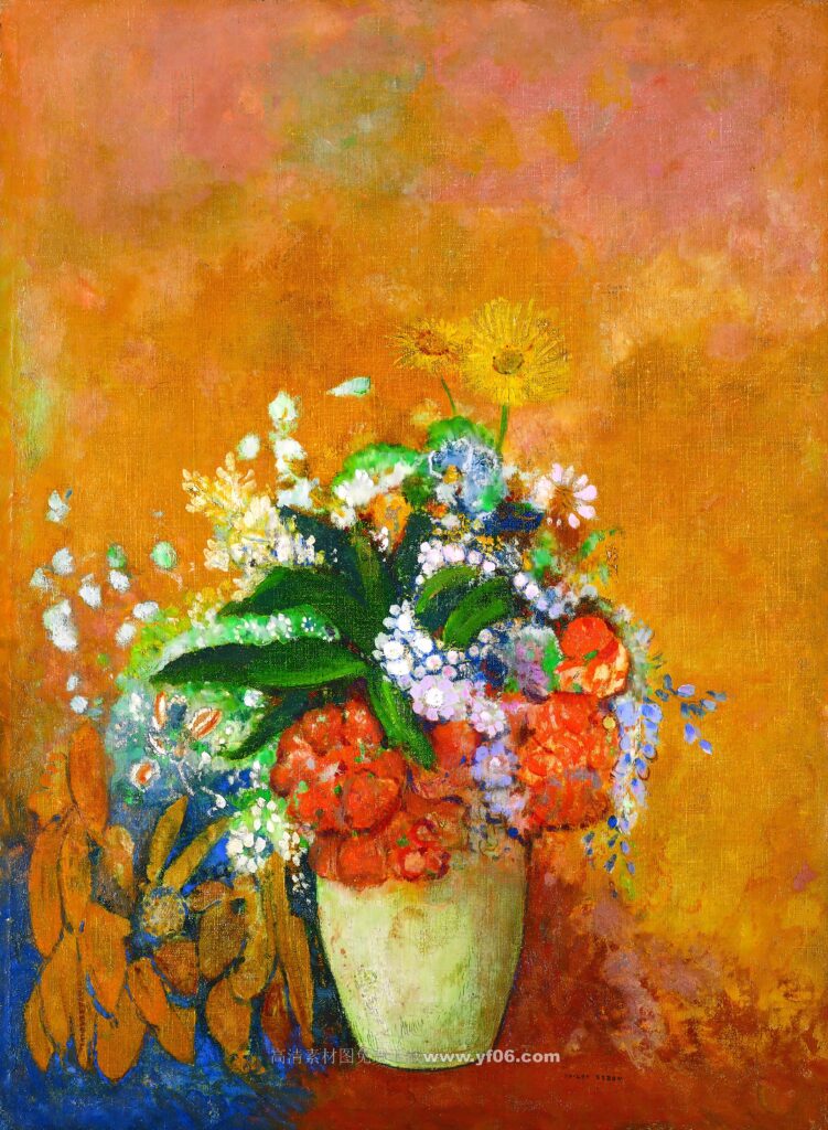 奥迪隆·雷东高清油画装饰画素材下载——鲜花4-乙霏美术素材网