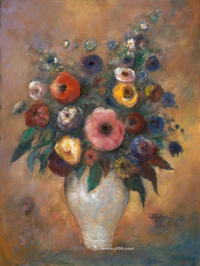奥迪隆·雷东高清油画装饰画素材下载——鲜花6-乙霏美术素材网