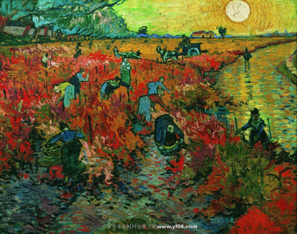 梵高油画高清素材免费下载--葡萄园果园桃树风景-乙霏美术素材网