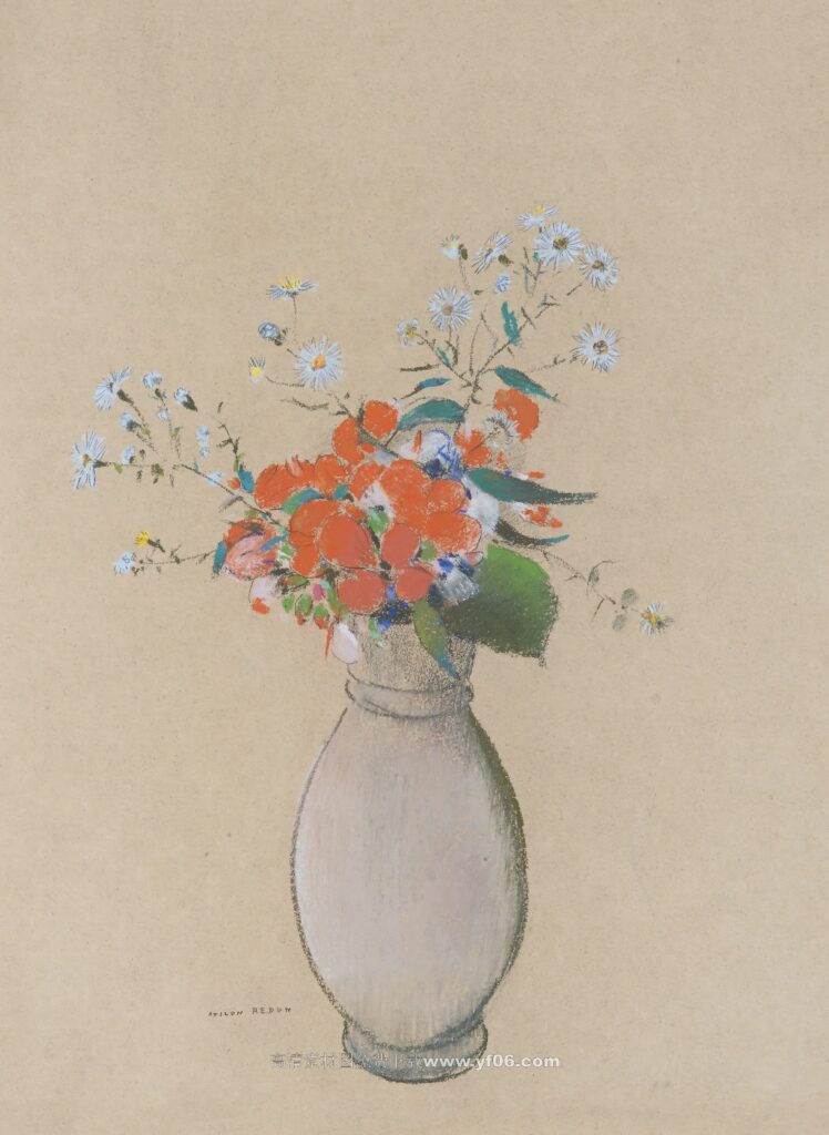 奥迪隆·雷东高清油画装饰画素材下载——鲜花5-乙霏美术素材网