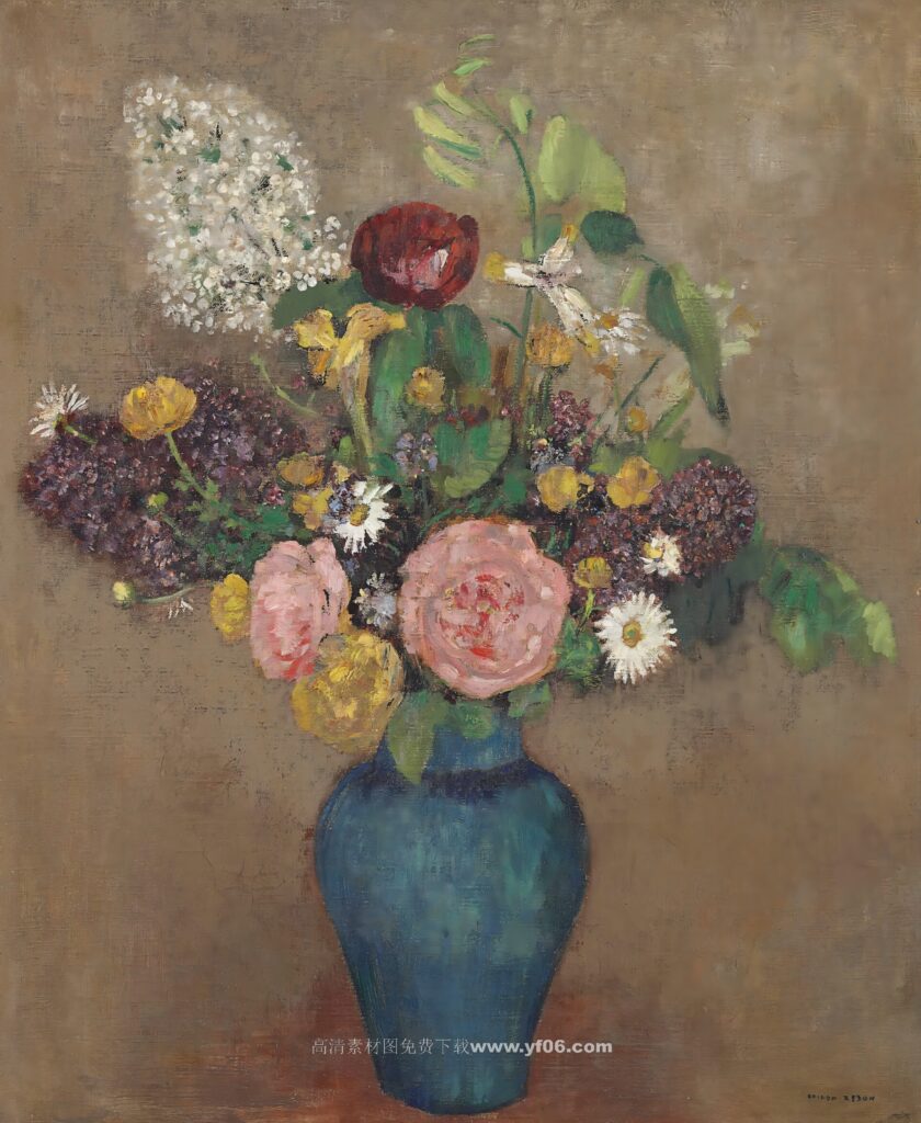 奥迪隆·雷东高清油画素材下载——鲜花2-乙霏美术素材网