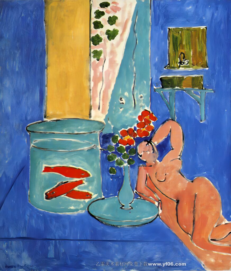 马蒂斯油画高清素材免费下载——金鱼-乙霏美术素材网