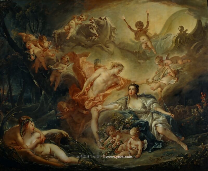 弗朗索瓦·布歇高清油画素材免费下载——小天使3-乙霏美术素材网