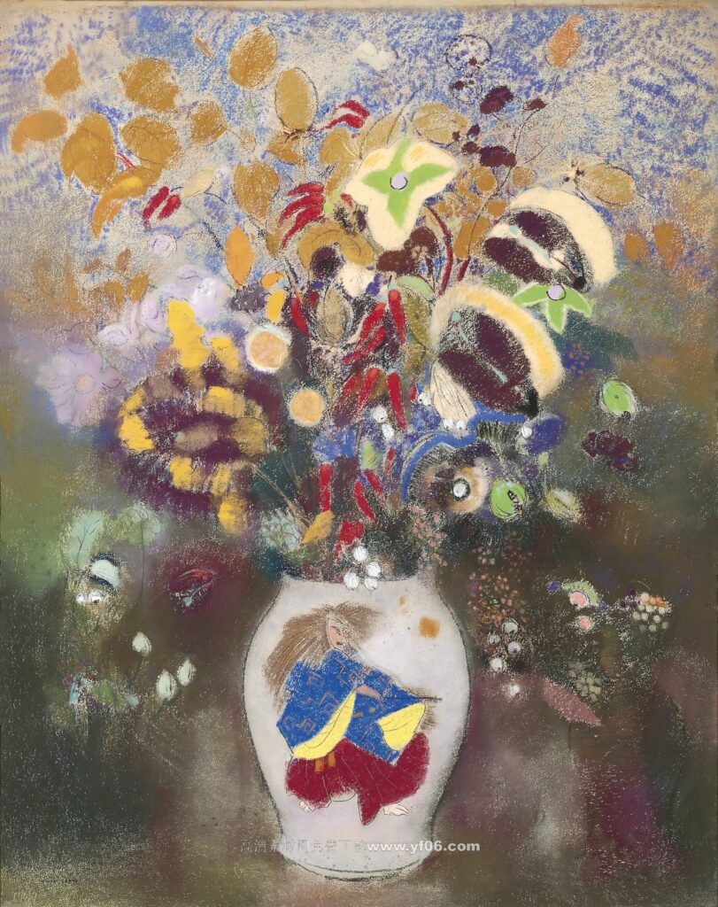 奥迪隆·雷东高清油画装饰画素材下载——鲜花4-乙霏美术素材网