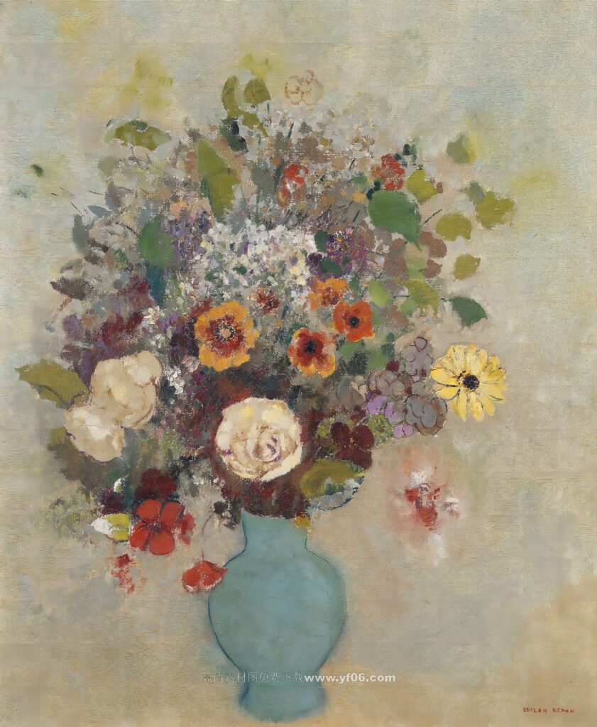 奥迪隆·雷东高清油画装饰画素材下载——鲜花6-乙霏美术素材网