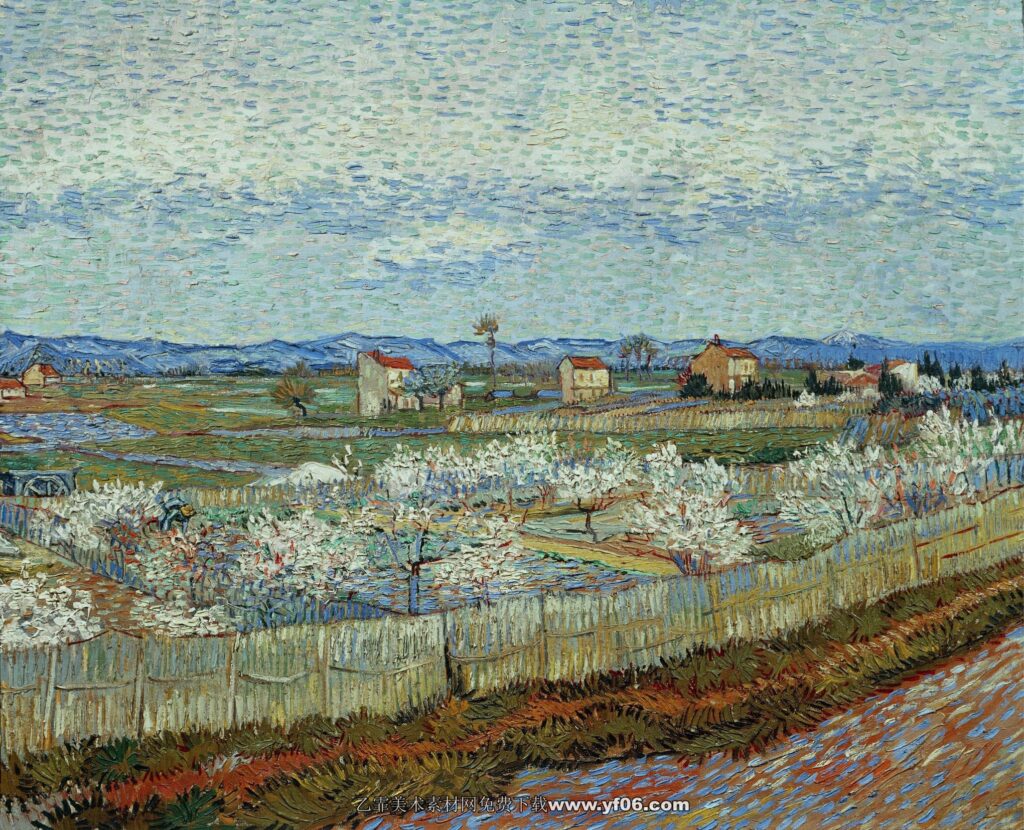 080 梵高 La Crau with Peach Trees in Bloom