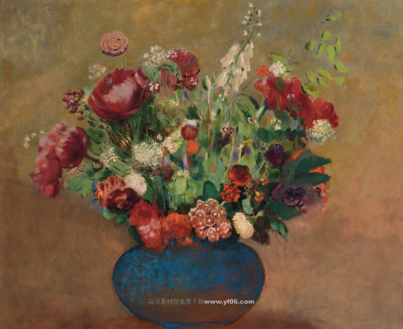 奥迪隆·雷东高清油画素材下载——鲜花2-乙霏美术素材网