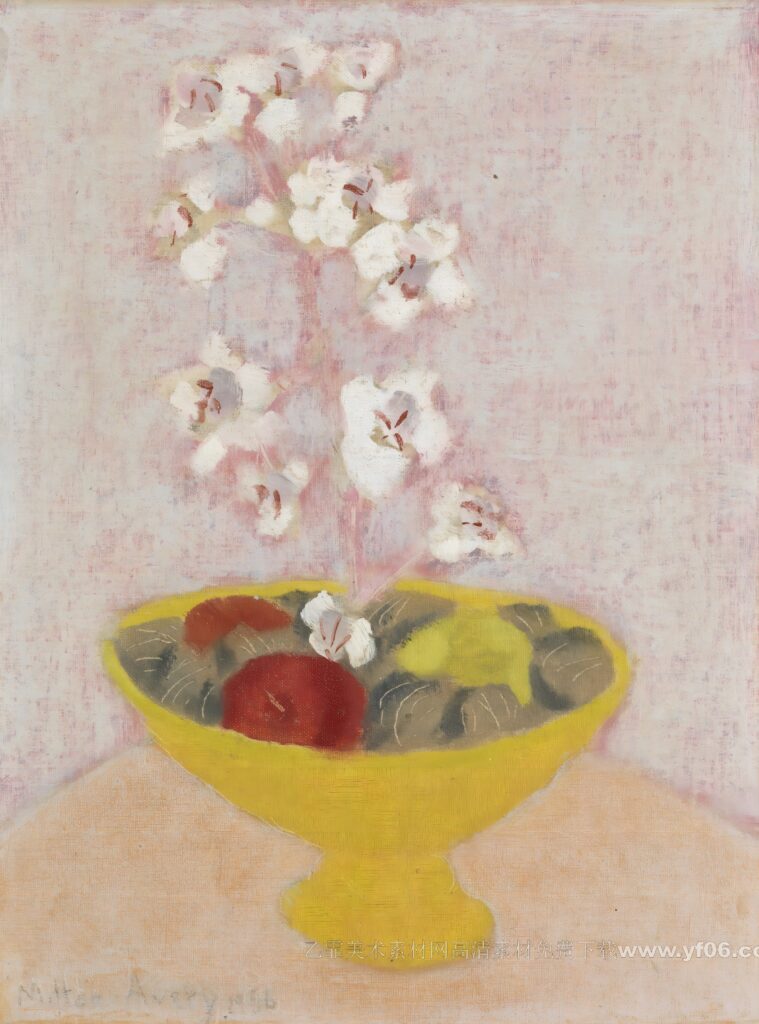 4p米尔顿艾弗里Milton Avery装饰画油画素材高清图下载静物鲜花一-乙霏美术素材网