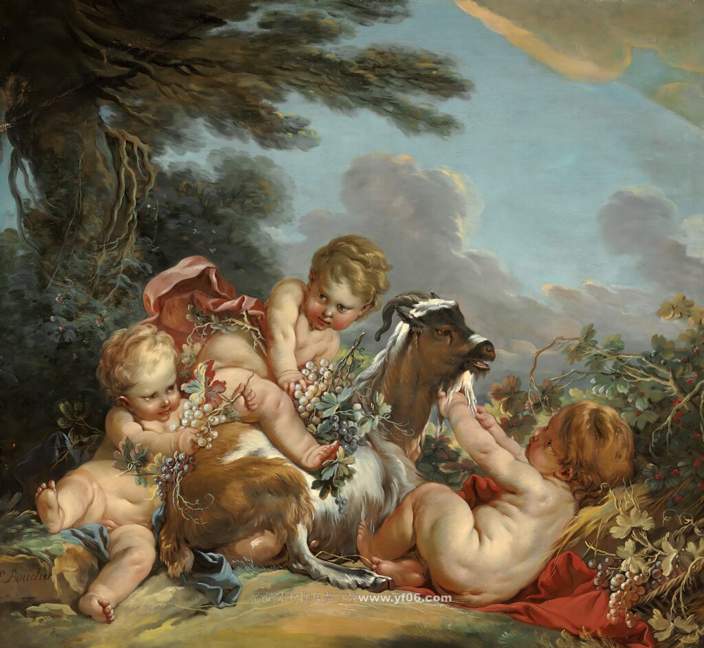 弗朗索瓦·布歇高清油画素材免费下载——小天使2-乙霏美术素材网