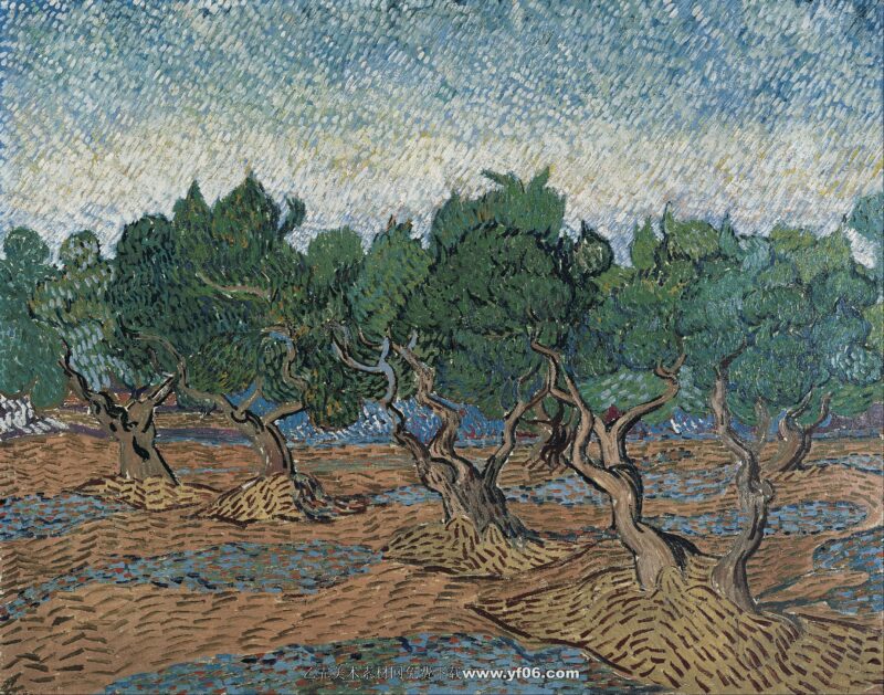 梵高高清油画素材免费下载——橄榄树-乙霏美术素材网