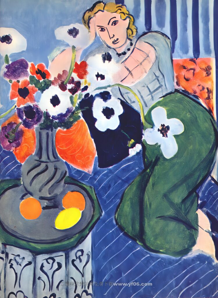 马蒂斯油画高清素材免费下载——沙发上的女人-乙霏美术素材网