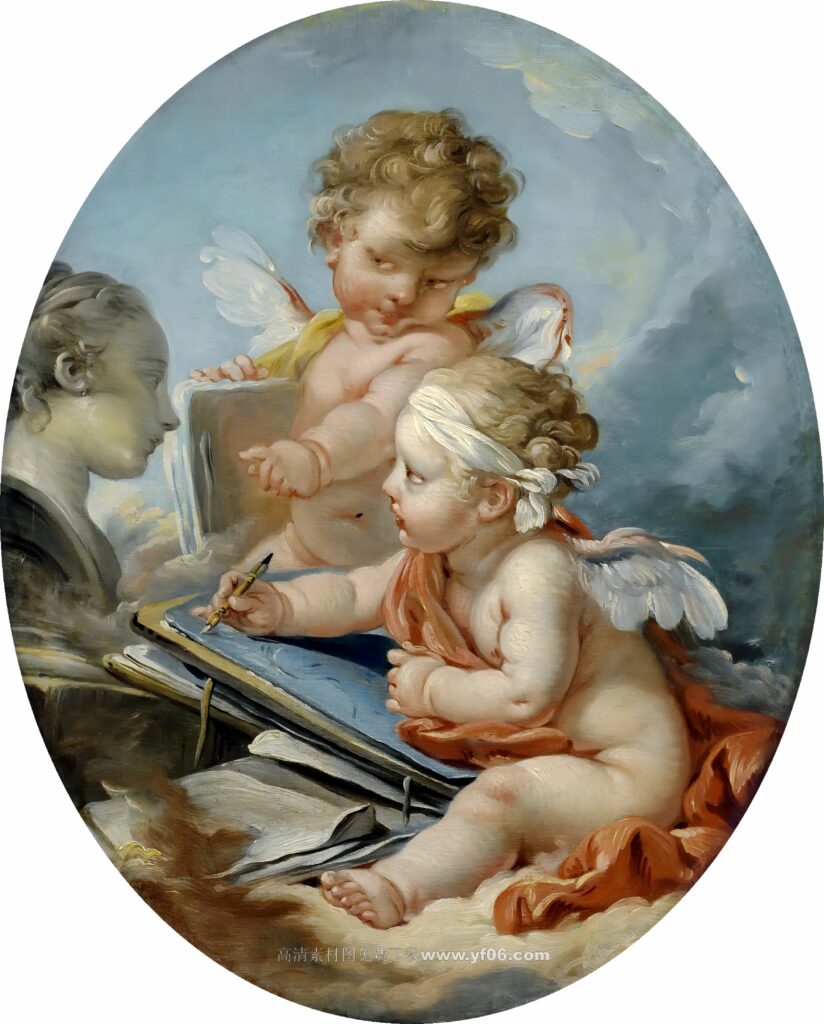 弗朗索瓦·布歇高清油画素材免费下载——小天使5-乙霏美术素材网