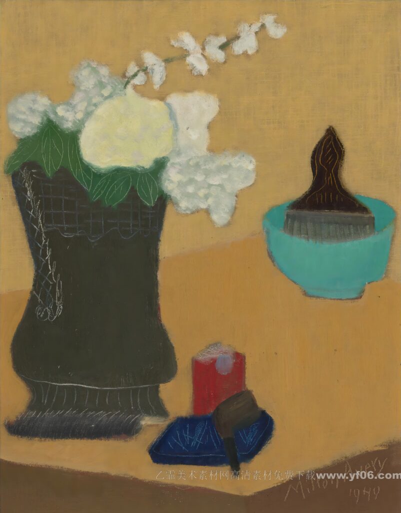 5p米尔顿艾弗里Milton Avery装饰画油画素材高清图下载鲜花静物二-乙霏美术素材网