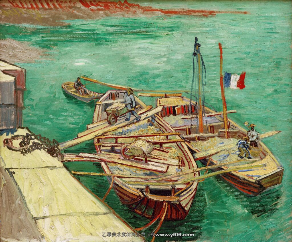 梵高油画高清素材免费下载——帆船桥梁系列-乙霏美术素材网