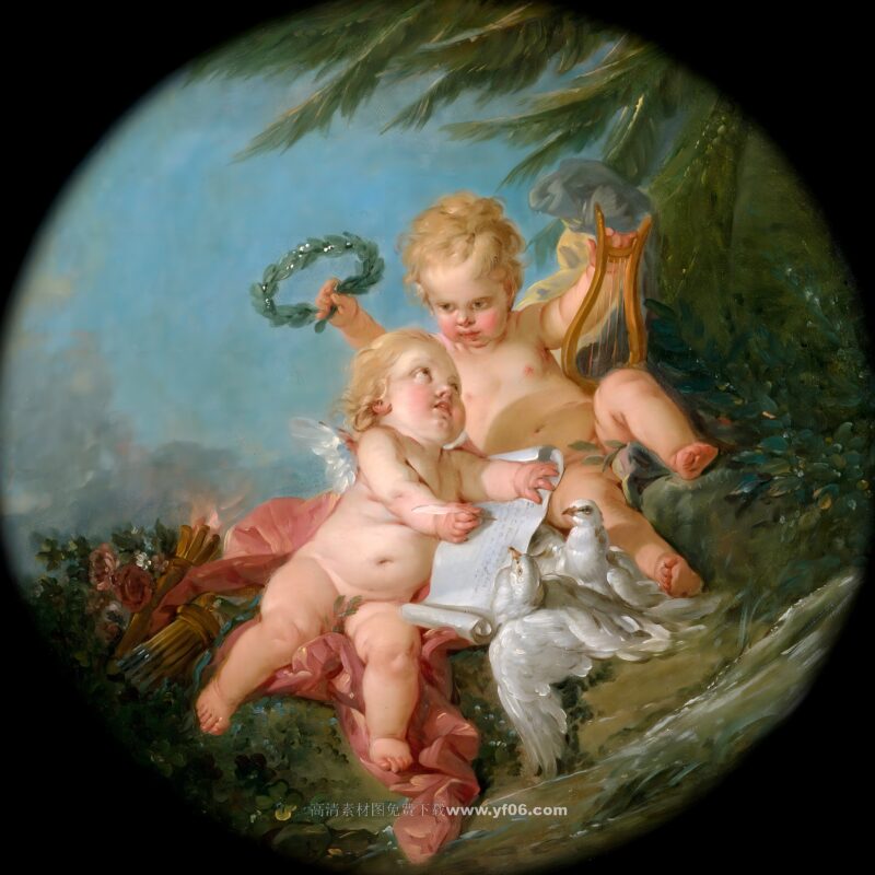 弗朗索瓦·布歇高清油画素材免费下载——小天使6-乙霏美术素材网