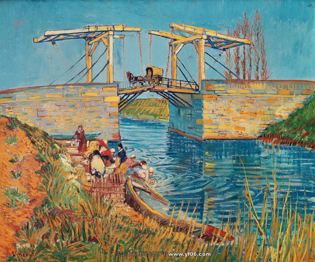 186 梵高 The Langlois Bridge at Arles with Women Washing