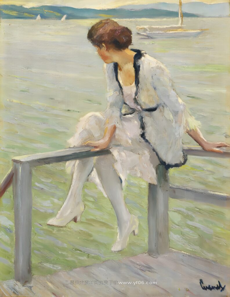 1915-1920_Молодая женщина на озере Штарнбергер-Зе (Young woman at Lake Starnberg)_58.5 x 45_х. м_012708