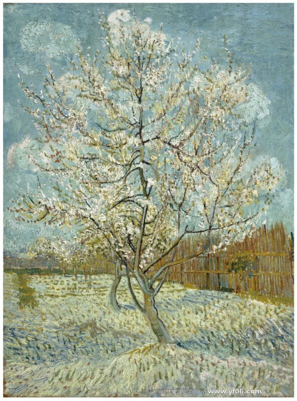 梵高高清素材积分免费下载——桃树松柏树杏仁树-乙霏美术素材网
