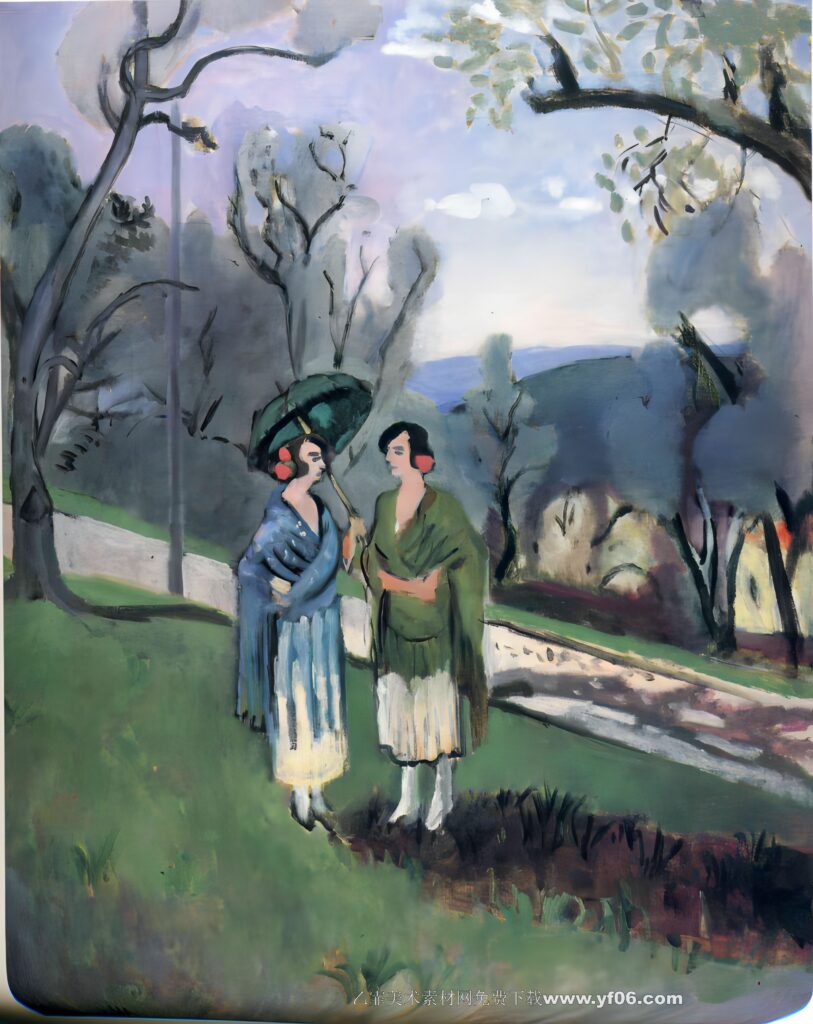 马蒂斯油画高清素材免费下载——公园里的女人-乙霏美术素材网