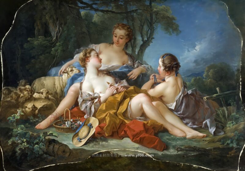 弗朗索瓦·布歇高清油画素材免费下载——人物3-乙霏美术素材网