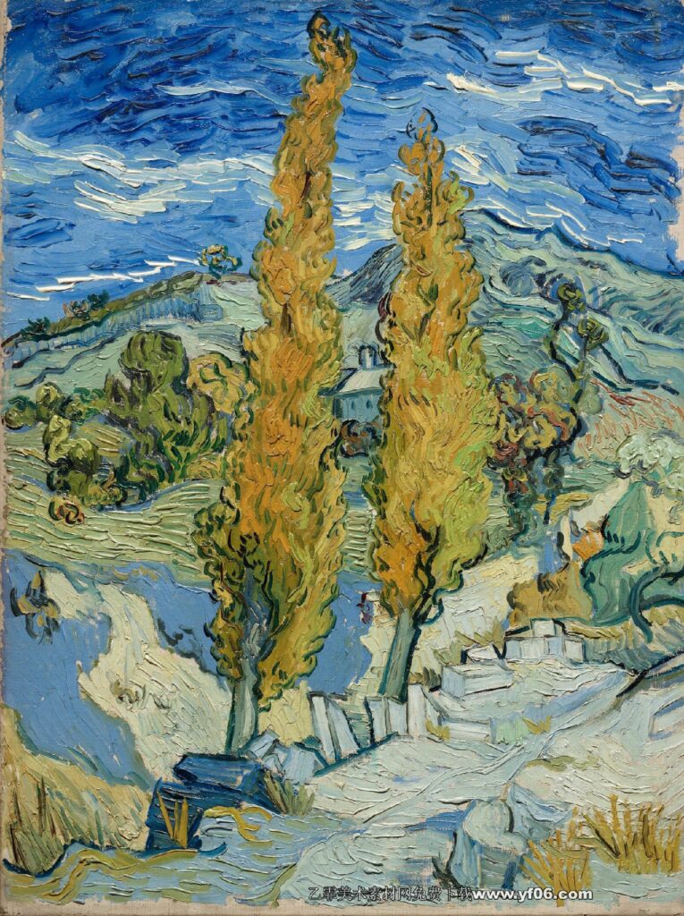 210 梵高 Two Poplars on a Road Through the Hills