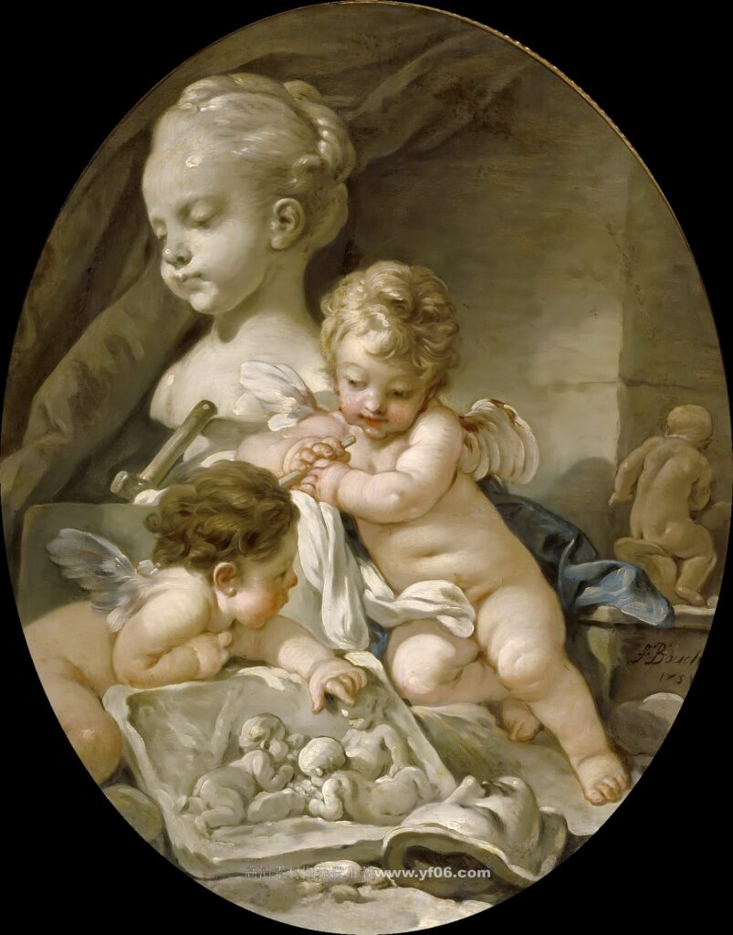 弗朗索瓦·布歇高清油画素材免费下载——小天使5-乙霏美术素材网