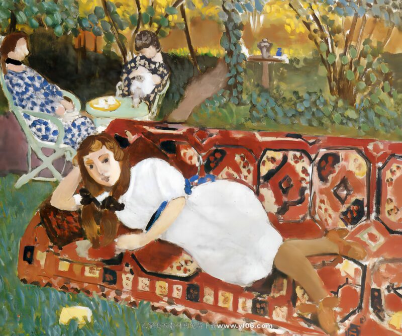 马蒂斯油画高清素材免费下载——公园里的女人-乙霏美术素材网