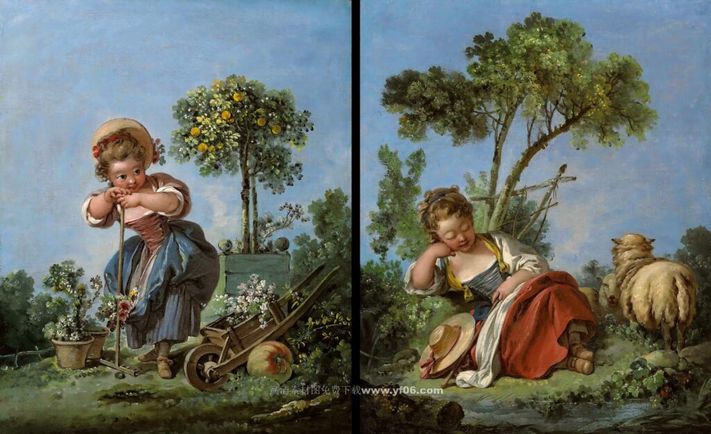 弗朗索瓦·布歇高清油画素材免费下载——人物4-乙霏美术素材网