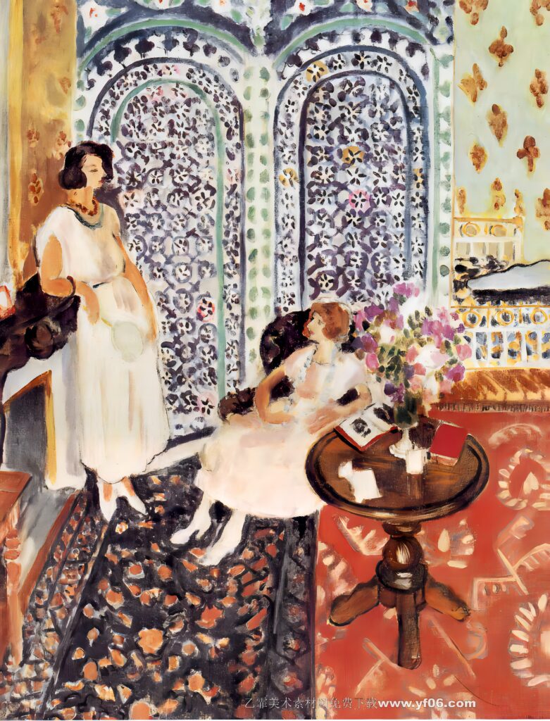 马蒂斯油画高清素材免费下载——交谈的女人-乙霏美术素材网