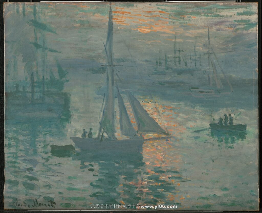 莫奈油画高清素材免费下载——圣阿德雷斯的帆船-乙霏美术素材网