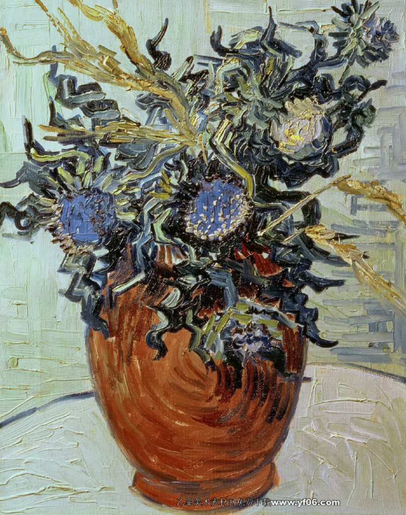 352 梵高 Vase with Flower and Thistles