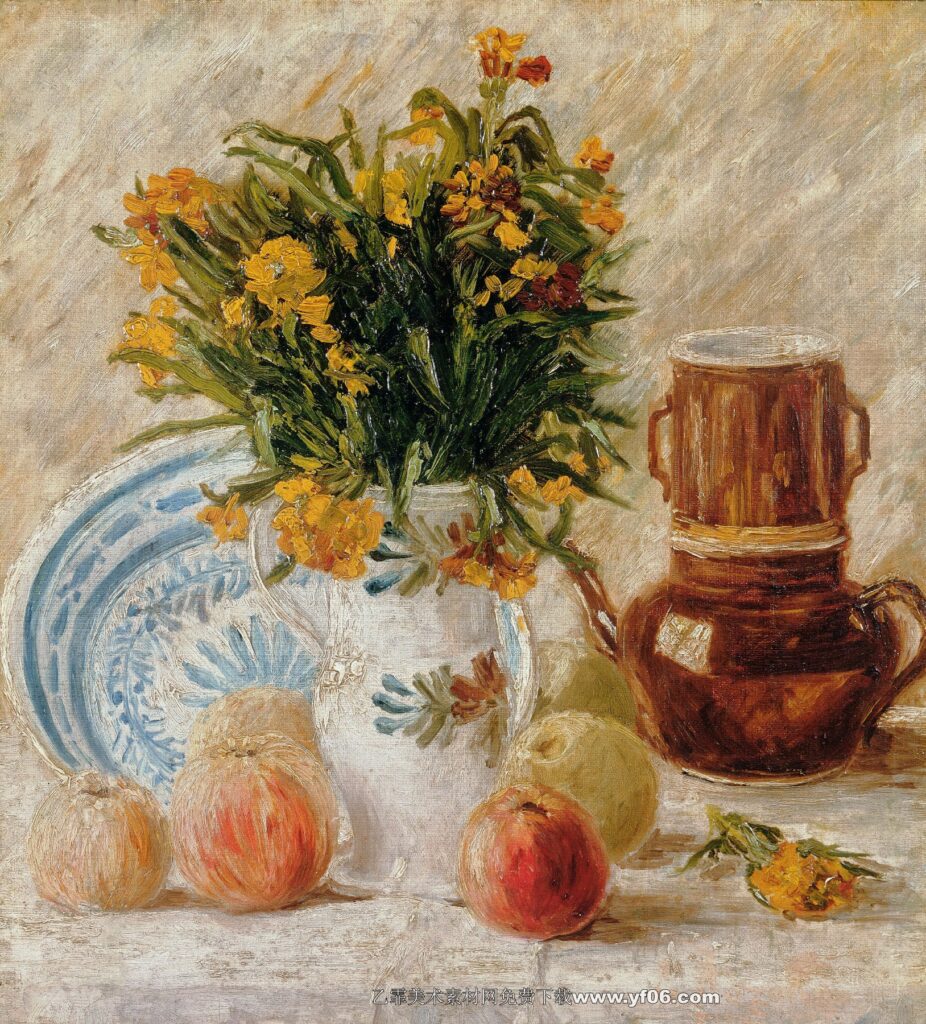 353 梵高 Vase with Flowers, Coffeepot and Fruit