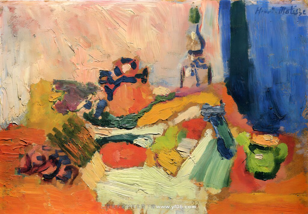 马蒂斯油画高清素材免费下载——桌子上的花-乙霏美术素材网