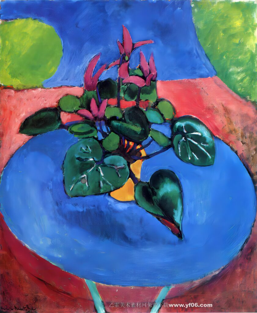 马蒂斯油画高清素材免费下载——椅子上的鲜花-乙霏美术素材网