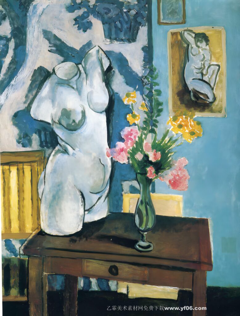 马蒂斯油画高清素材免费下载——桌子上的花-乙霏美术素材网