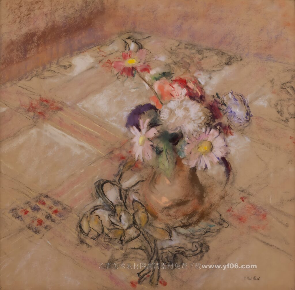 479Zinnias_on_the_Table_at_Vaucresson_by_Edouard_Vuillard,_1921-23,_pastel__014553