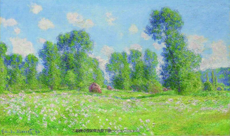 莫奈油画高清素材免费下载——干草堆-乙霏美术素材网