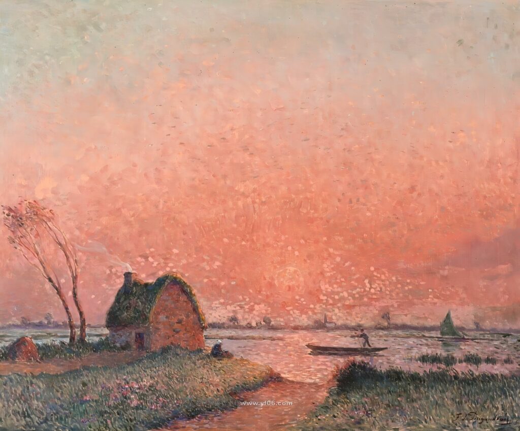 费迪南德·杜·普伊戈多高清油画素材免费下载——海边-乙霏美术素材网