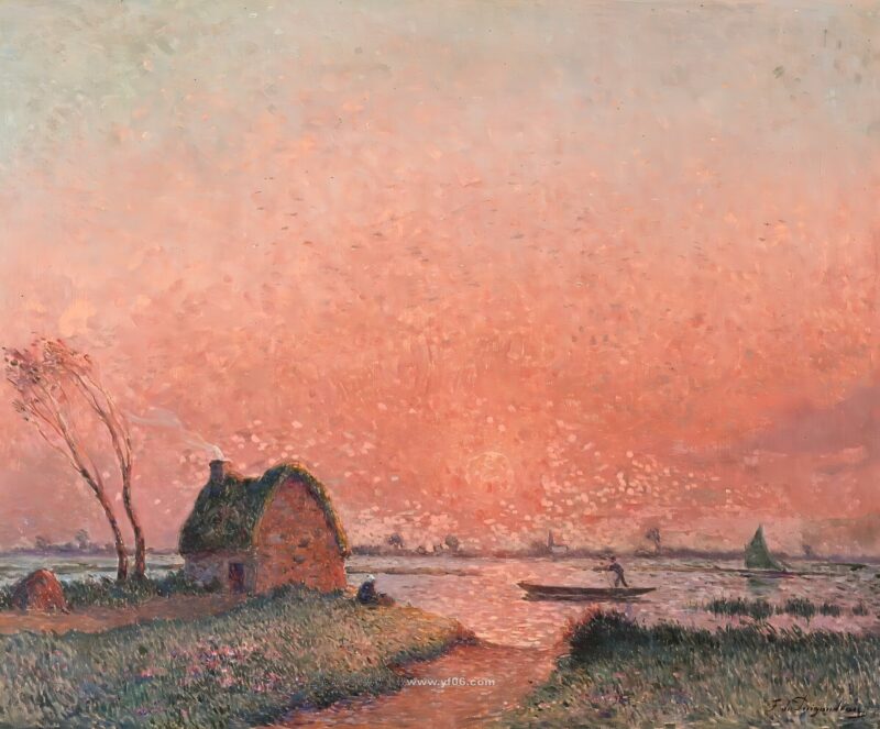 费迪南德·杜·普伊戈多高清油画素材免费下载——海边-乙霏美术素材网