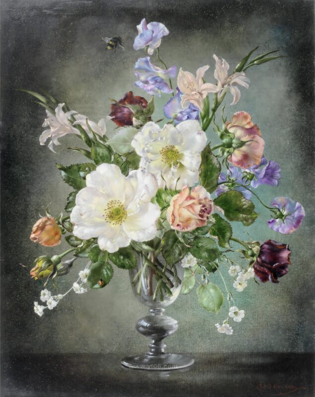 10p古典鲜花静物油画合集四十三-乙霏美术素材网