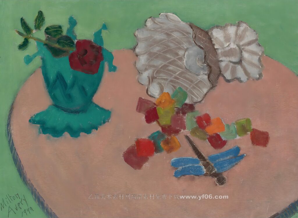 4p米尔顿艾弗里Milton Avery装饰画油画素材高清图下载静物鲜花一-乙霏美术素材网