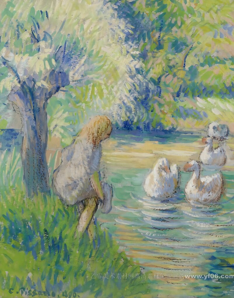 Camille Pissarro - The Shepperdess and the Geese, Eragny, 1890_012102