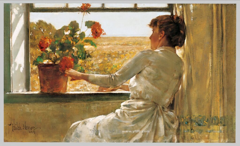 蔡尔德·哈萨姆高清油画装饰画素材下载——人物5-乙霏美术素材网