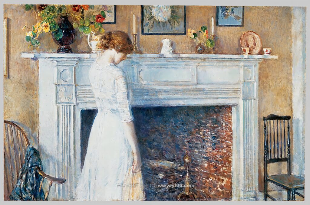 蔡尔德·哈萨姆高清油画装饰画素材下载——人物1-乙霏美术素材网