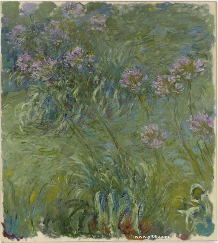 莫奈油画高清素材免费下载——鸢尾花-乙霏美术素材网